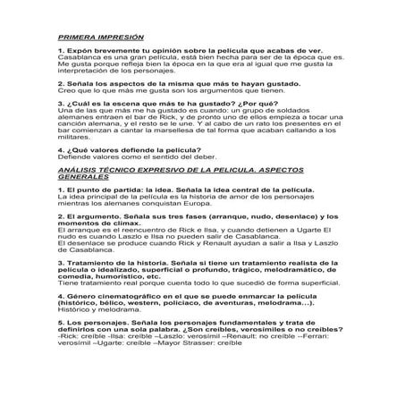 Cuestionario Casablanca