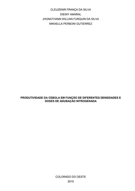 Projeto - Produção de cebola