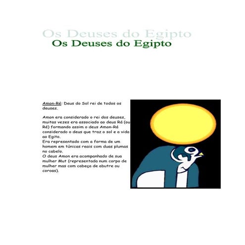 Trabalho De Historia Os Deuses Do Egipto 7ºA