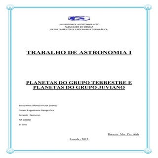 Trabalho de astronomia I