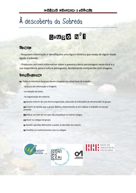 Trabalho de pesquisa sobre a história e figuras históricas da Sobreda