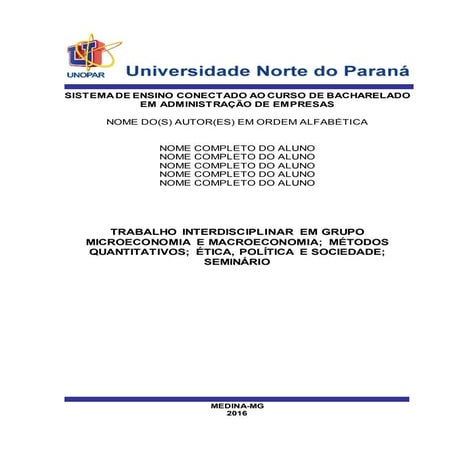 Trabalho em grupo administração de empresas