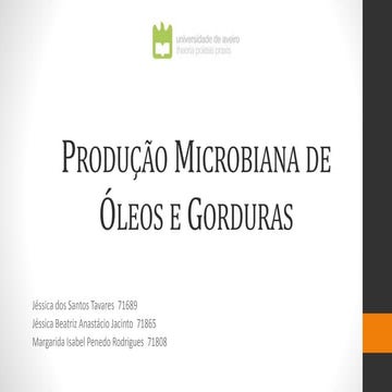 Produção de óleos e gorduras via microbiana
