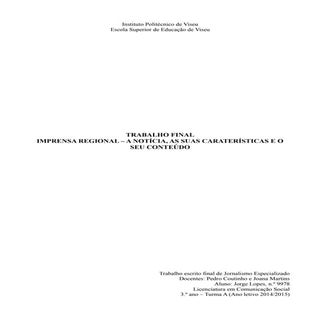 Trabalho Final Imprensa Regional