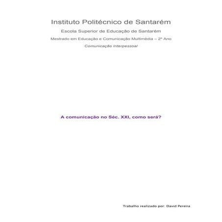 Trabalho final comunicação interpessoal