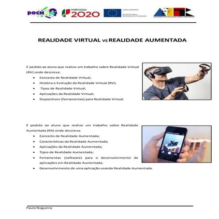 Trabalho realidade virtual e aumentada | DOCX