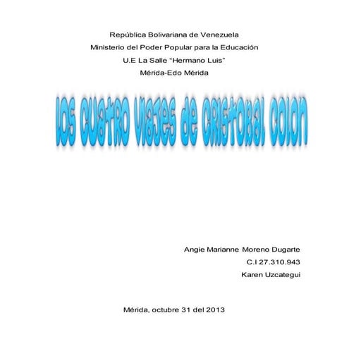 los cuatro viajes de cristobal colon 