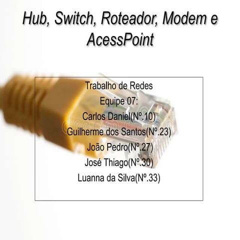 Seminário de Redes: Hub, Switch, Roteador, Modem e Acess Point.