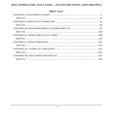 TRẮC NGHIỆM VẬT LÝ LUYỆN THI ĐẠI HỌC FULL