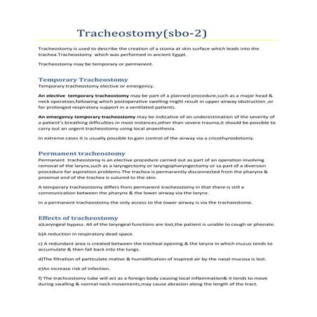 Tracheostomy (sbo 2)