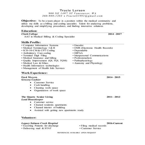 Amy Slaughter's Medical Coding Resume | DOCX