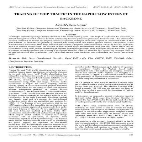 Tracing of voip traffic in the rapid flow internet backbone
