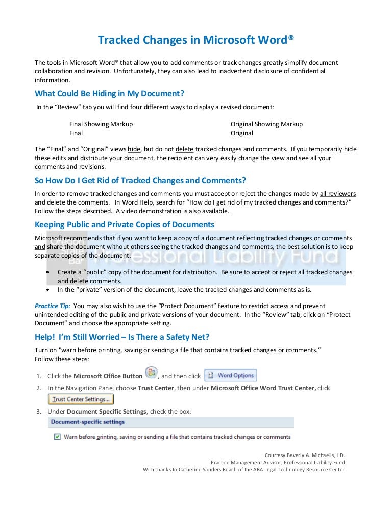Tracked Changes In Microsoft Word