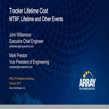 Tracker Lifetime Cost: MTBF, Lifetime and Other Events