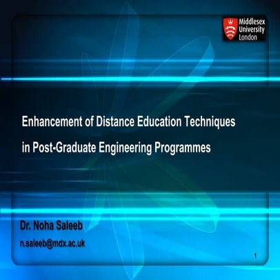 Noha Saleeb 'Enhancement of DE techniques in PG Engineering Programmes'