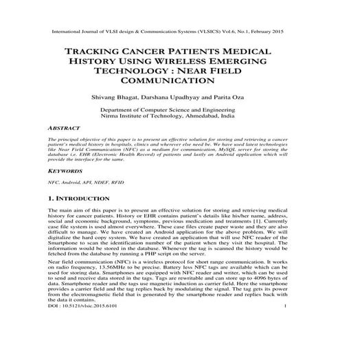 Tracking cancer patients medical history using wireless emerging technology  ...