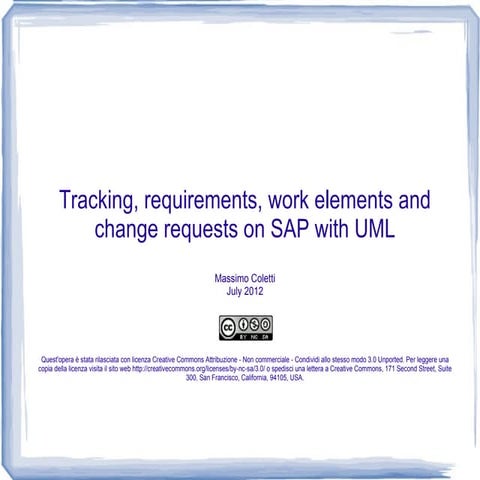 Tracking Changes and requirements in SAP Systems with UML