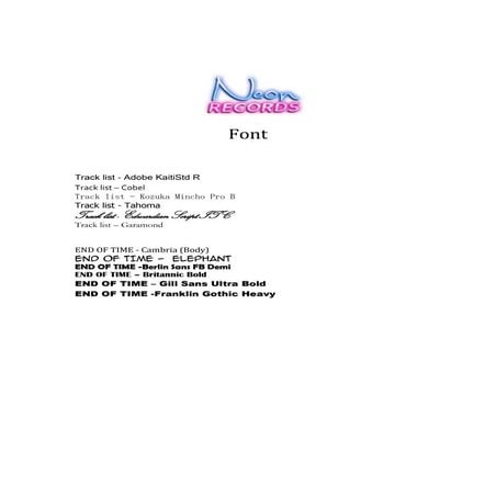 Track list font | DOCX