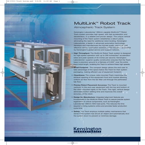 Kensington Labs- Multilink Robot Track Atmospheric Track System