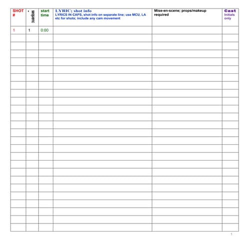 Track timing sheet template | DOC
