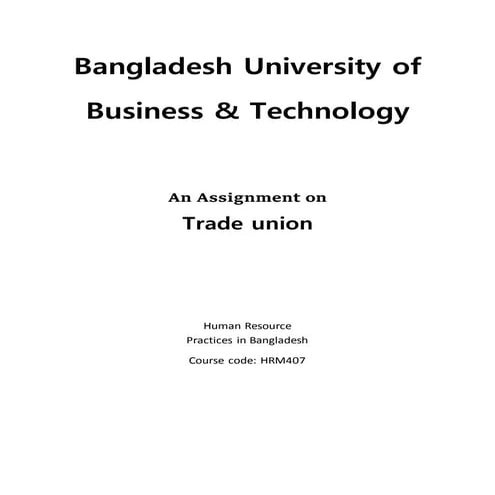 An Assignment on Trade union.