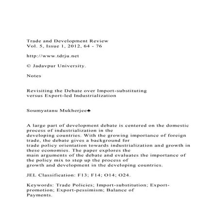 Trade and Development Review Vol. 5, Issue 1, 2012, 64 - 76 .docx