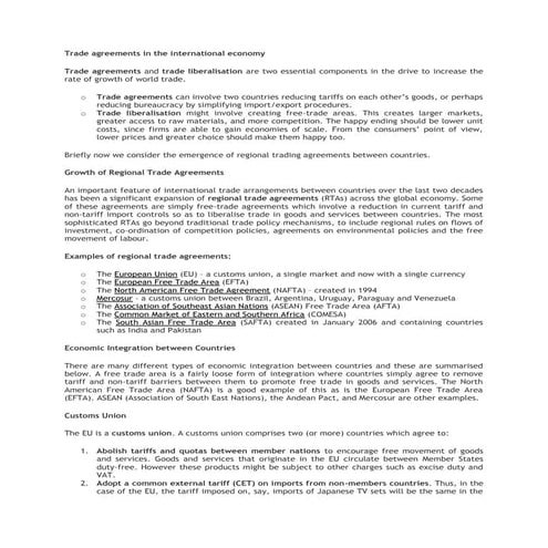 Trade creation & diversion notes