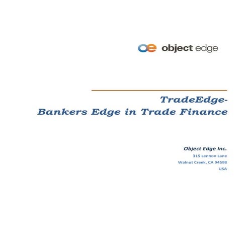 TradeEdge Trade Finance Product from Object Edge