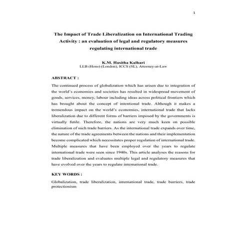 The Impact of Trade Liberalization on International Trading Activity | PDF