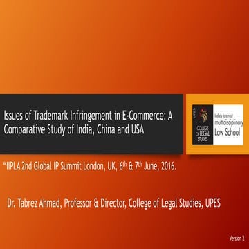 Trademark Infringements in E-commerce: A Comparative Study of India, China & USA