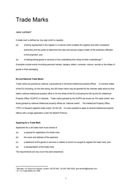 IP for Startups and other Small Businesses - Trade Marks