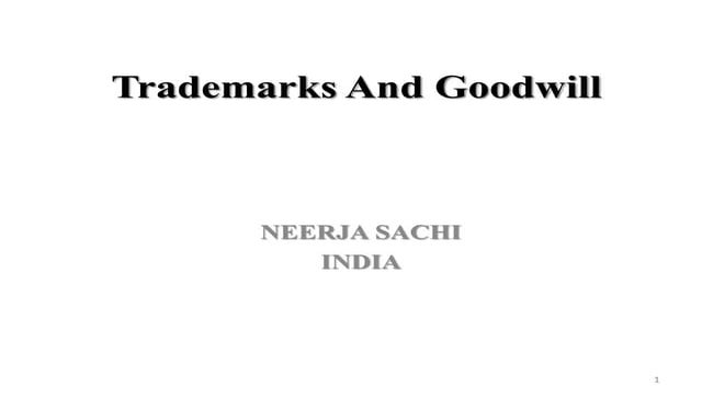 Trademarks and goodwill