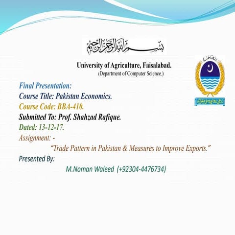 Trade Pattern in Pakistan & Measures to Improve Exports.
