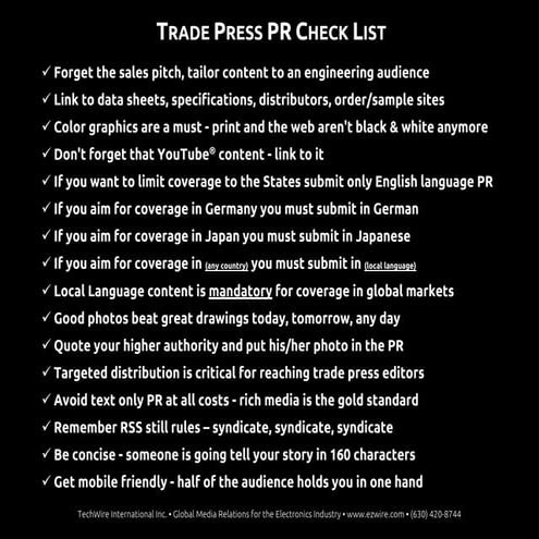 Trade press media event check list | PDF