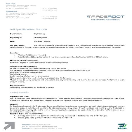 Traderoot tech java developer