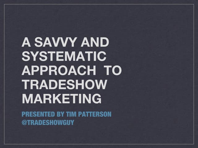 A Savvy and Systematic Approach to ...