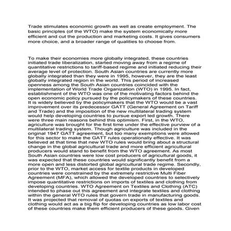 Trade stimulates economic growth as well as create employment