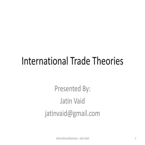 Trade theories in International Business