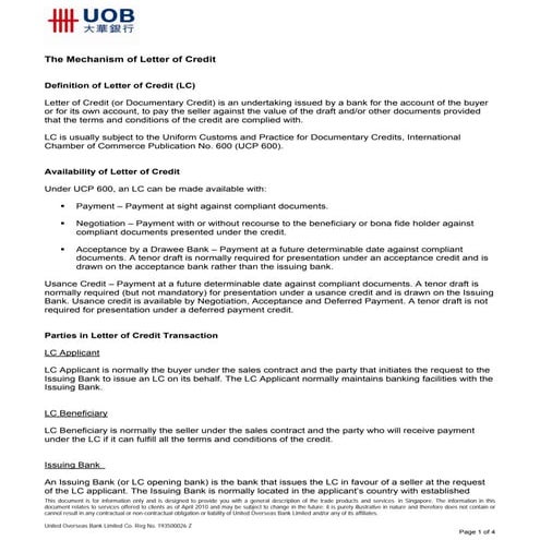 Trade tutorials lc_mechanism