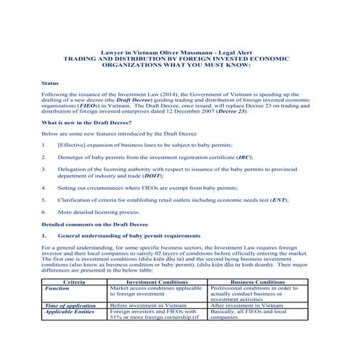  Lawyer in Vietnam Oliver Massmann - Legal Alert TRADING AND DISTRIBUTION BY ...