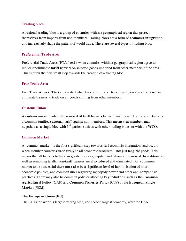 What are the advantages and disadvantages of trade blocs