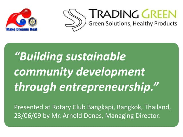 Sustainable Community Development through Entrepreneurship