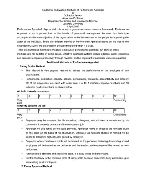 Critical incident method of performance appraisal | DOCX