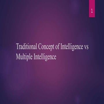 Traditional concept of intelligence vs multiple intelligence