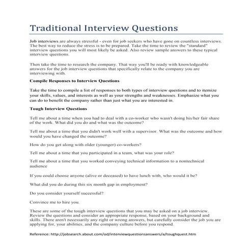 Traditional interview questions