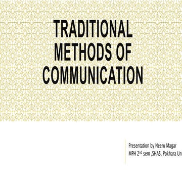 Traditional Methods of Communication | PPTX