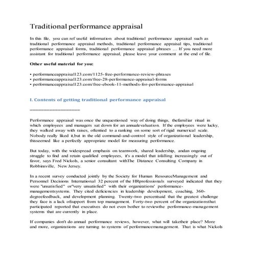 Traditional performance appraisal
