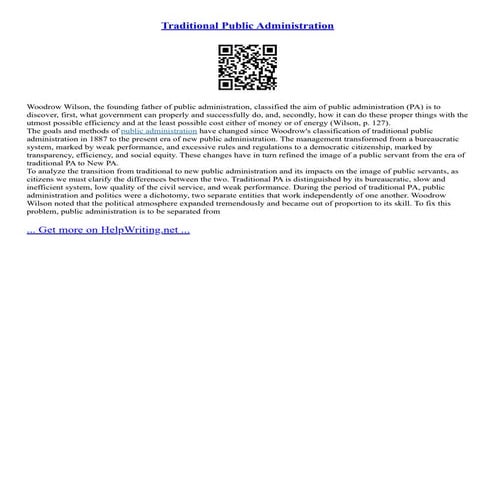 Traditional Public Administration