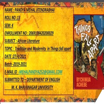 Tradition and modernity in things fall apart | PPTX