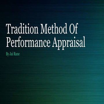 Tradition Method of Performance Appraisal 